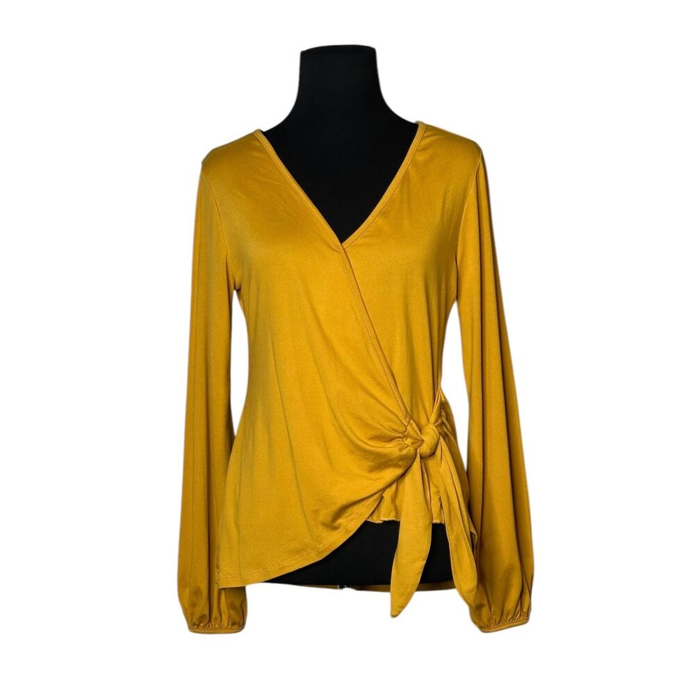 Alya yellow long sleeves wrap blouse size XS